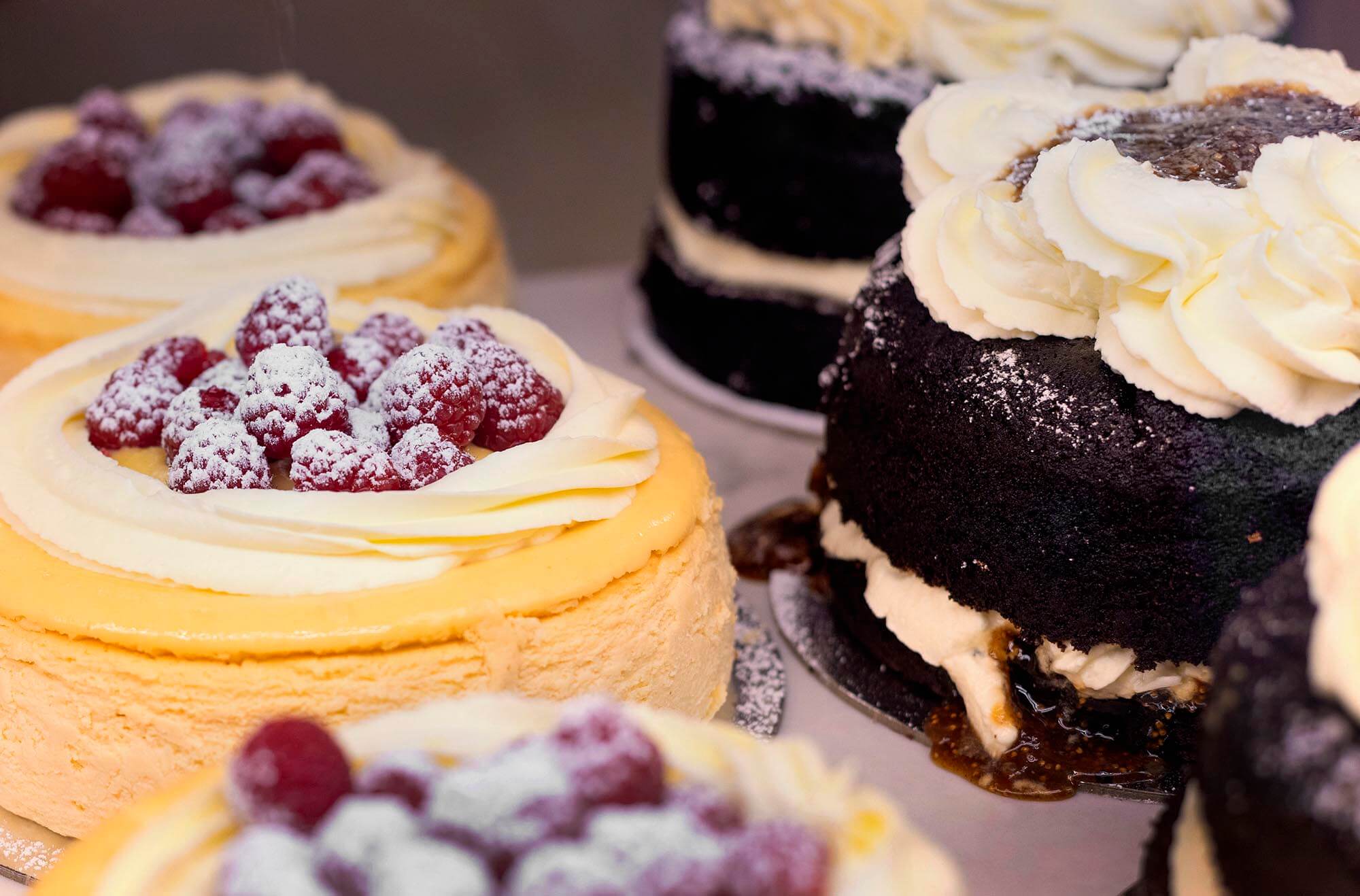 A selection of cream-laden cakes